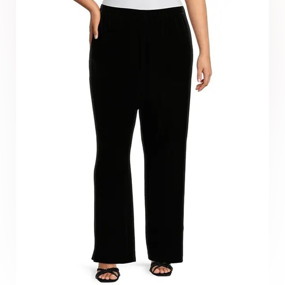 New Alex Evenings Velvet Stretch Pull On Pants Black Evening Plus Size 3X